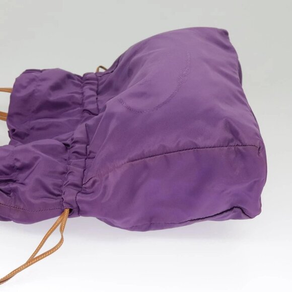 PRADA Tote Bag Nylon Purple Gold Auth ep6502 - Picture 4 of 16